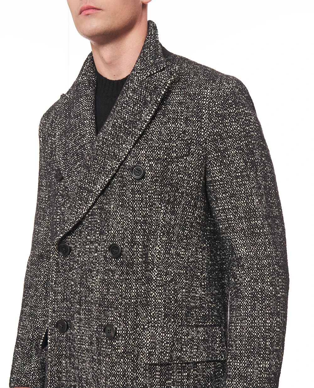 Пальто двобортне з вовни Dolce&Gabbana G050LT-FMZAQ, чорний колір • Купити в інтернет-магазині Kameron