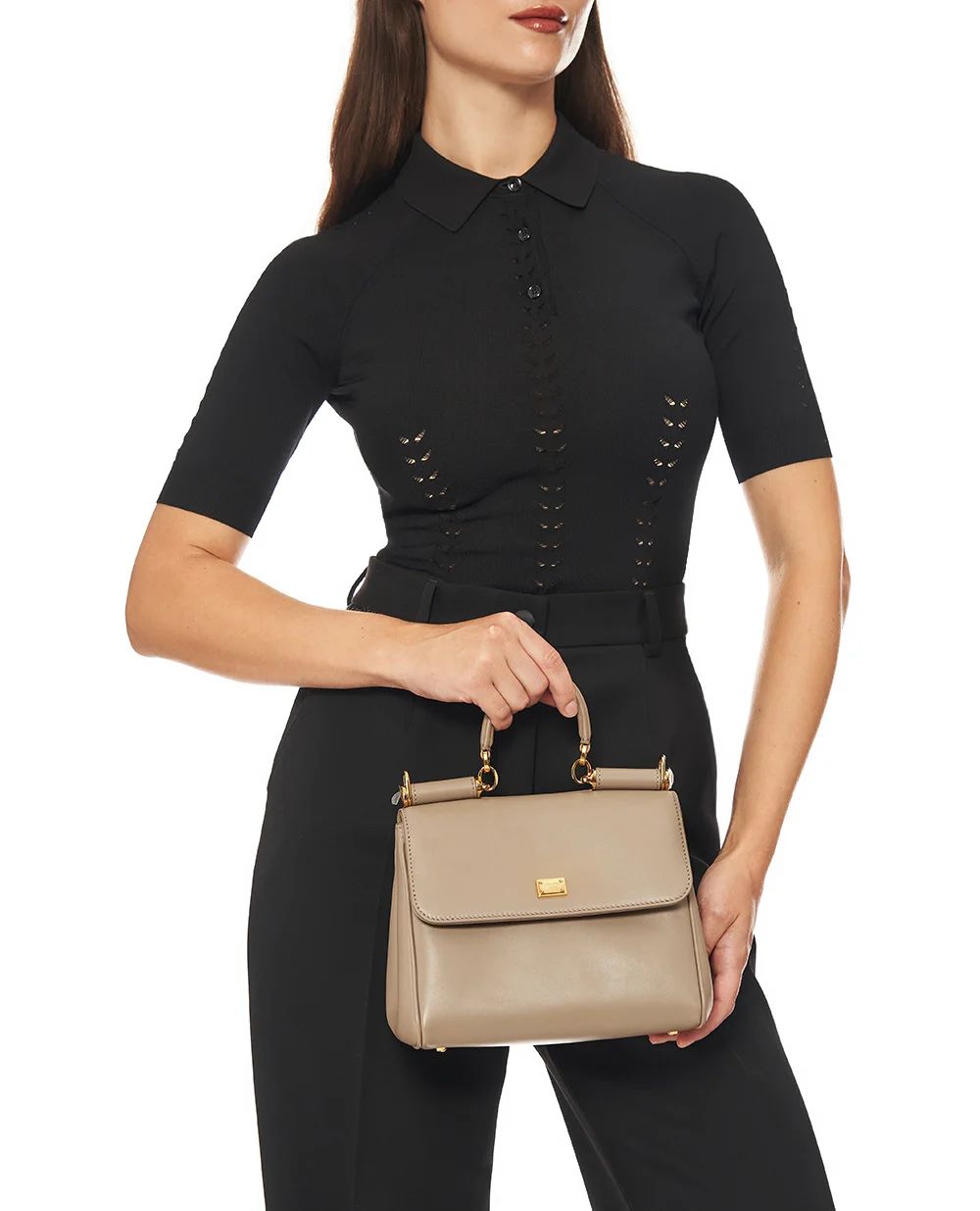 Кожаная сумка My Sicily Dolce&Gabbana BB7781-B7321, бежевый цвет • Купить в интернет-магазине Kameron