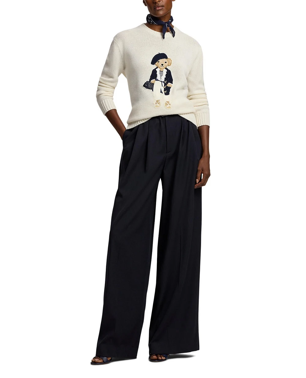 Свитер Polo Bear Pre-Spring из кашемира Ralph Lauren Collection 290P10066001, кремовый цвет • Купить в интернет-магазине Kameron