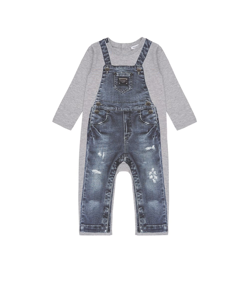 Дитячий боді з принтом Dolce&Gabbana Kids L1JOCI-G7PVE, сірий колір • Купити в інтернет-магазині Kameron