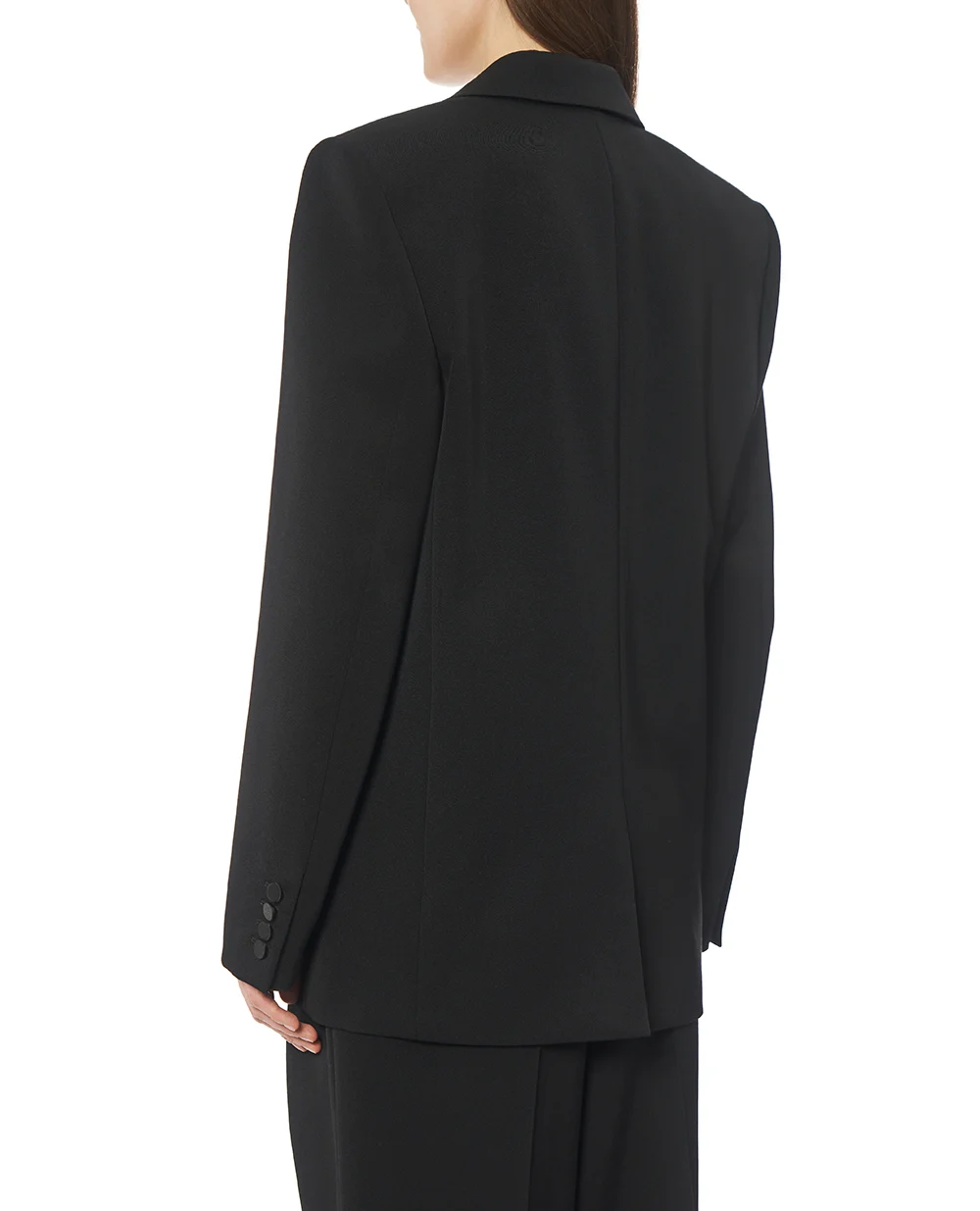 Двубортный жакет с атласными лацканами Saint Laurent 837658-Y7E63, черный цвет • Купить в интернет-магазине Kameron