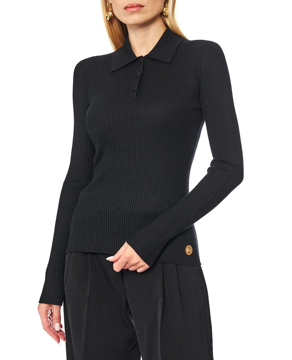 Рубашка-поло из кашемира Dolce&Gabbana FXZ27T-JBW0G, черный цвет • Купить в интернет-магазине Kameron
