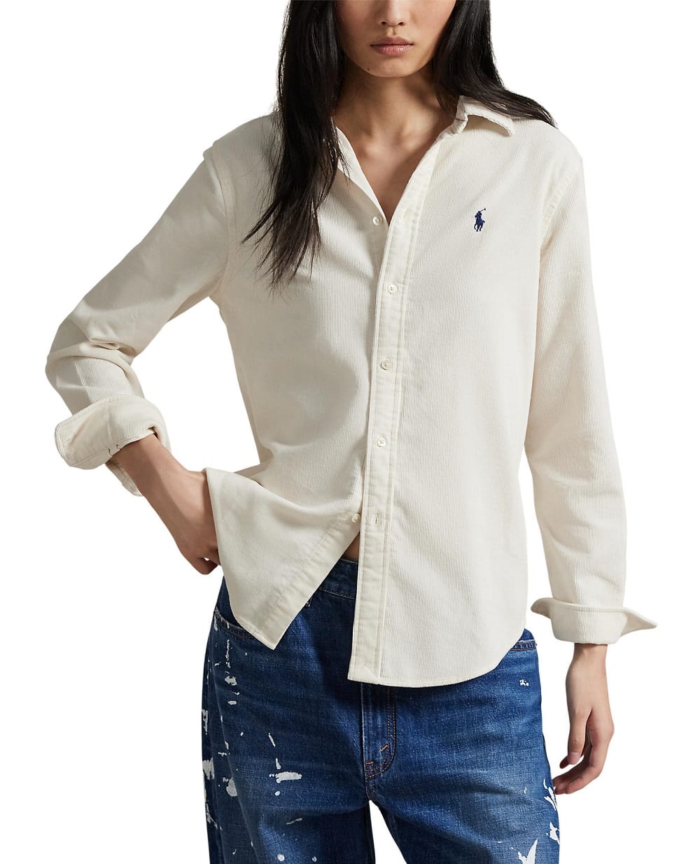 Сорочка вельветова Polo Ralph Lauren 211A93203002, білий колір • Купити в інтернет-магазині Kameron