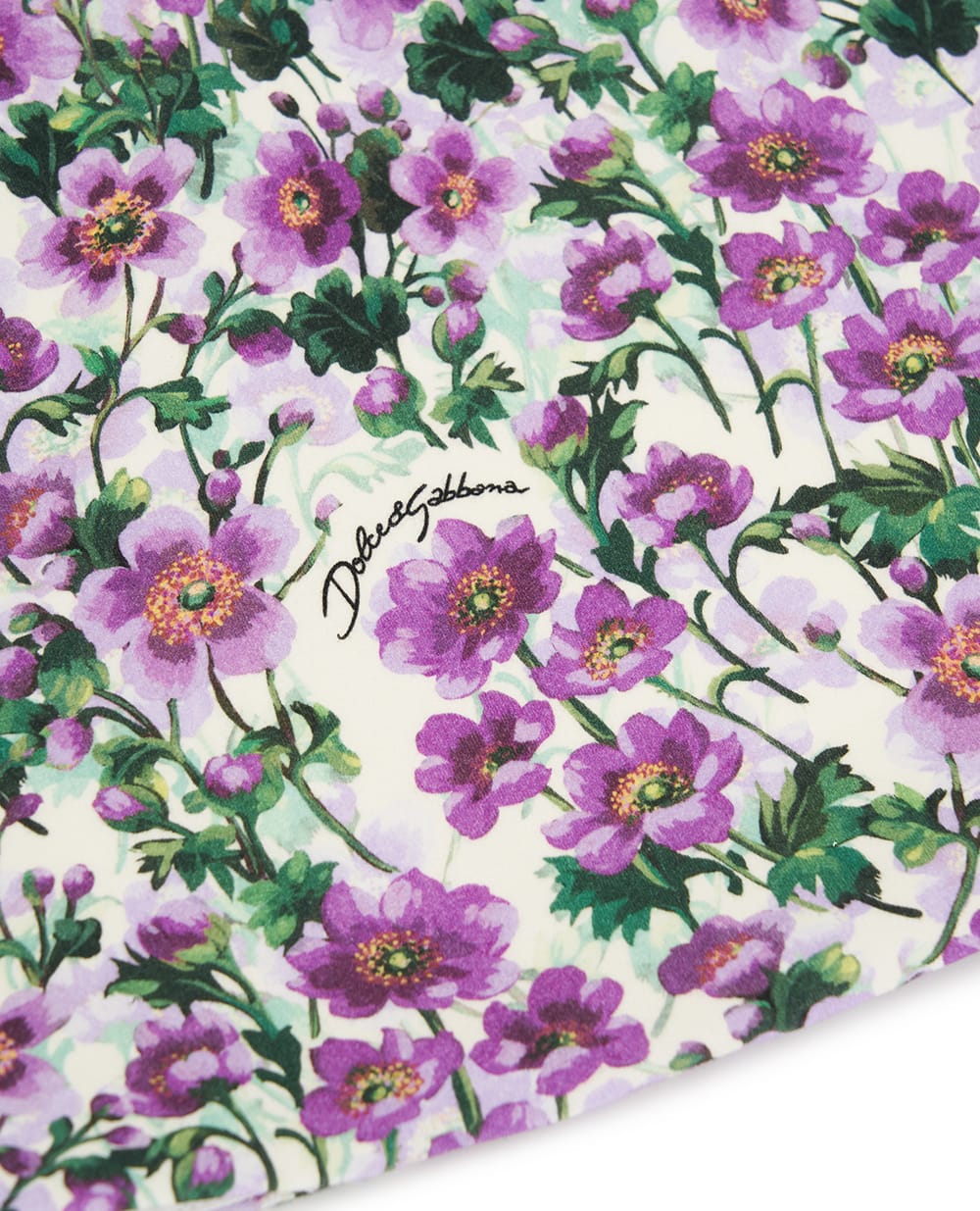 Детское платье с принтом фиалок Dolce&Gabbana Kids L5JDAL-FSG81-B, белый цвет • Купить в интернет-магазине Kameron