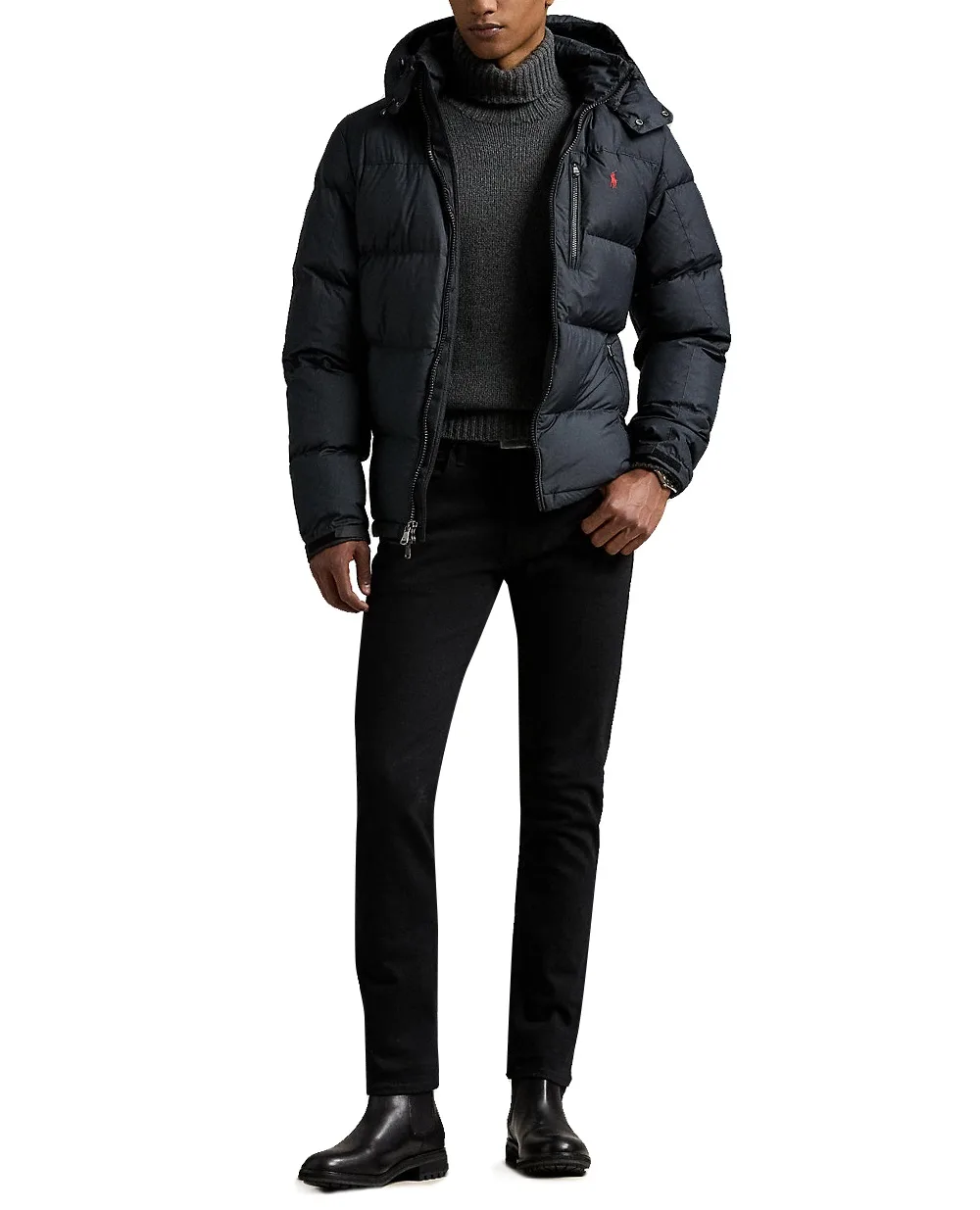 Куртка пуховик з капюшоном Gorham Down Polo Ralph Lauren 710968278001, чорний колір • Купити в інтернет-магазині Kameron