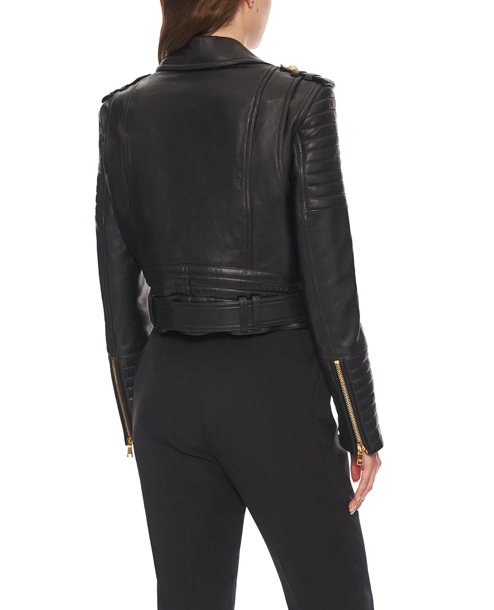 Кожаная куртка Balmain FF1TD207LC62, черный цвет • Купить в интернет-магазине Kameron