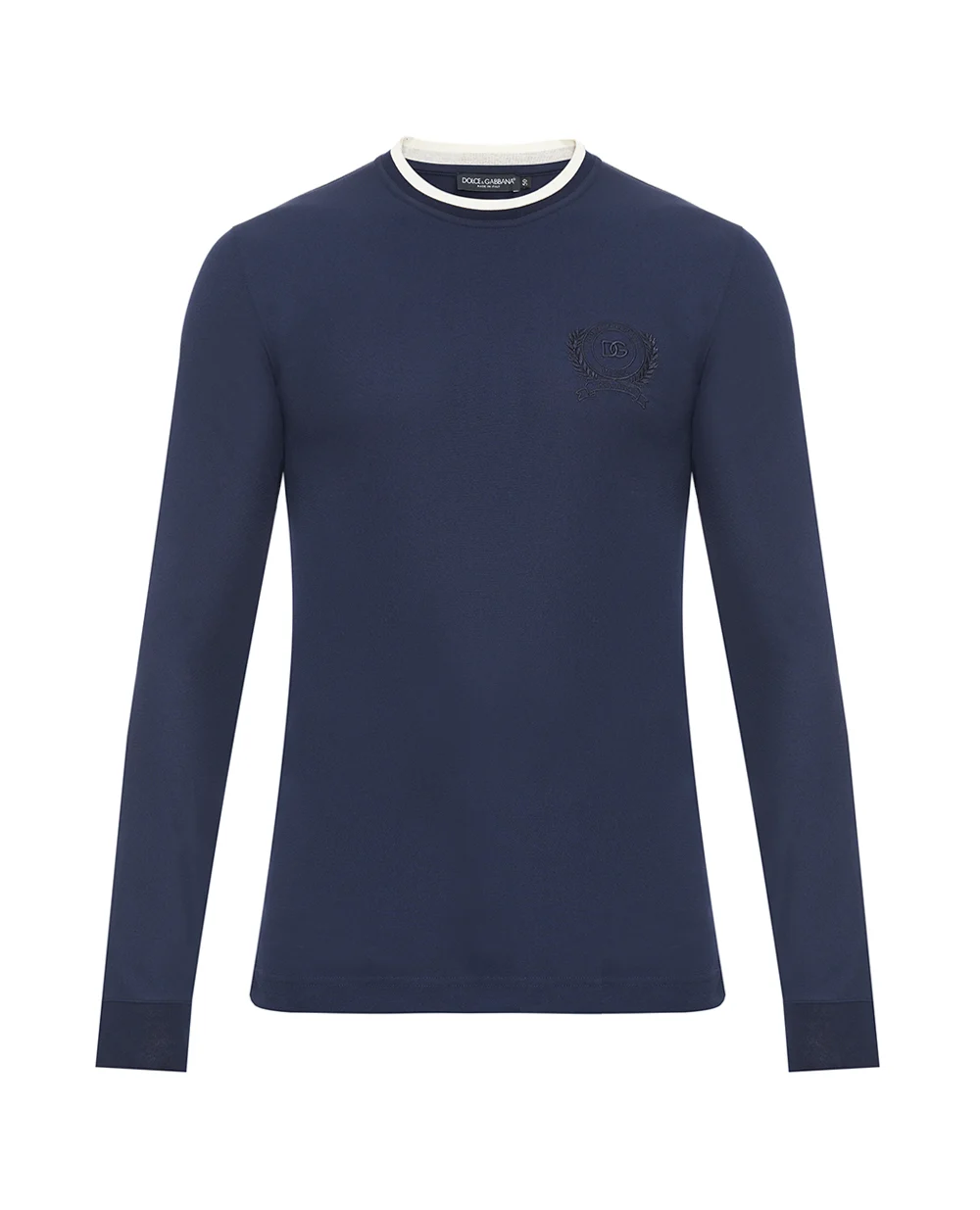 Лонгслив с вышивкой логотипа Dolce&Gabbana G8SW5Z-HU7WZ, синий цвет • Купить в интернет-магазине Kameron
