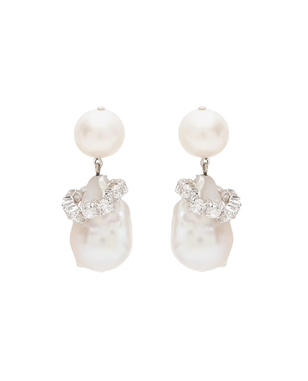 Сережки з переробленого срібла з перлами та цирконієм Completedworks P217, срібний колір • Купити в інтернет-магазині Kameron