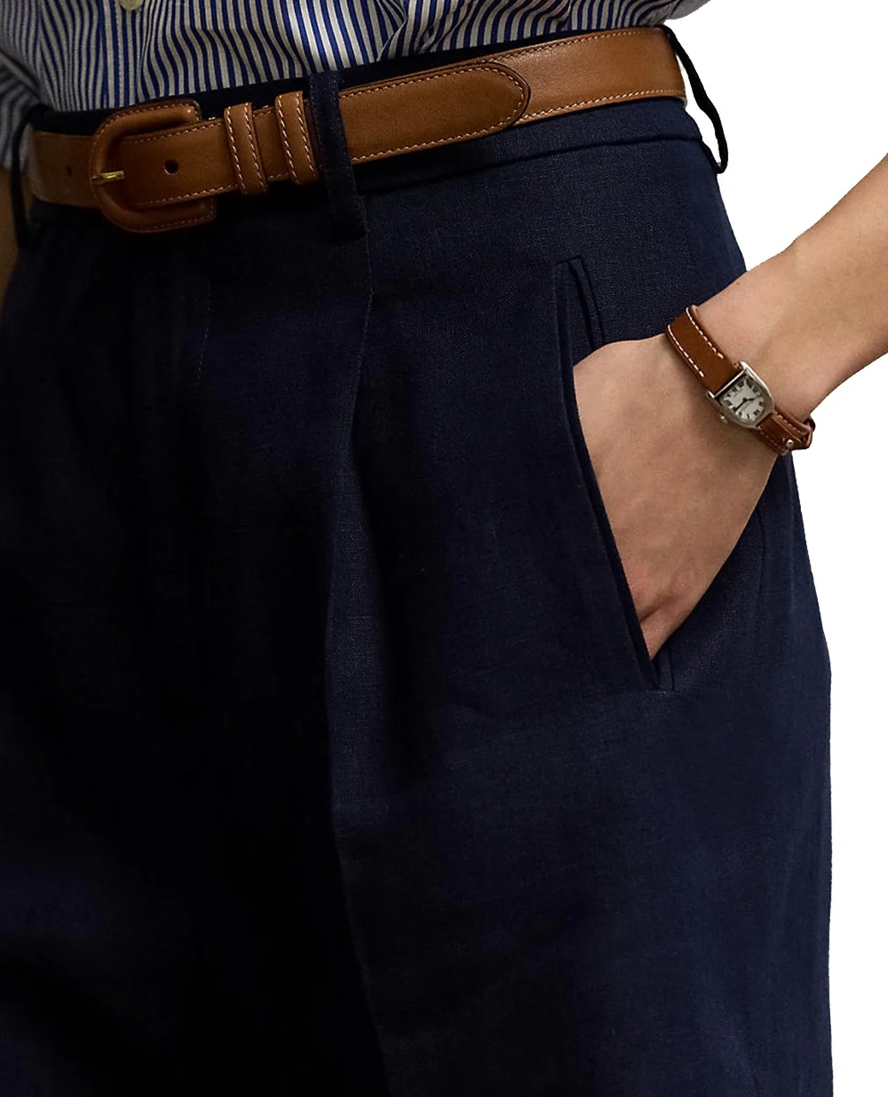 Льняные шорты Ralph Lauren Collection 290955060002, темно-синий цвет • Купить в интернет-магазине Kameron
