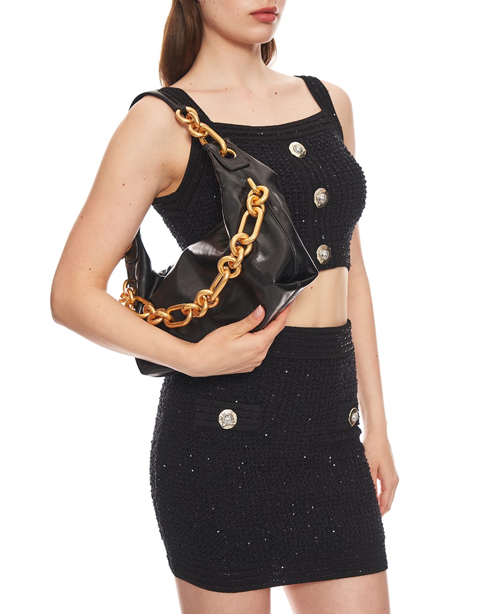 Сумка Sync Medium из кожи Balmain FN1BS002LBFO, черный цвет • Купить в интернет-магазине Kameron