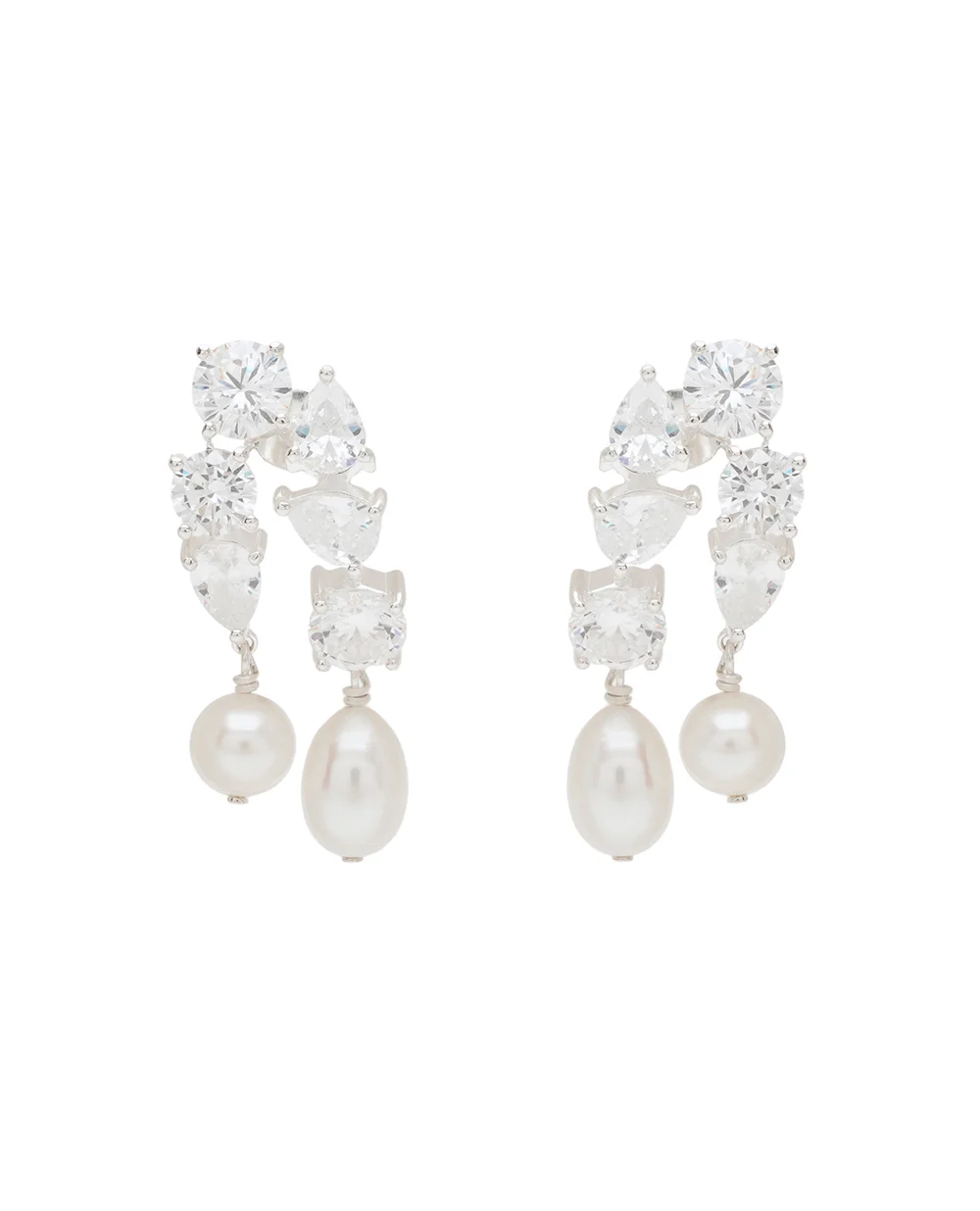 Серьги из переработанного серебра с жемчугом и цирконием Completedworks Z57, серебряный цвет • Купить в интернет-магазине Kameron