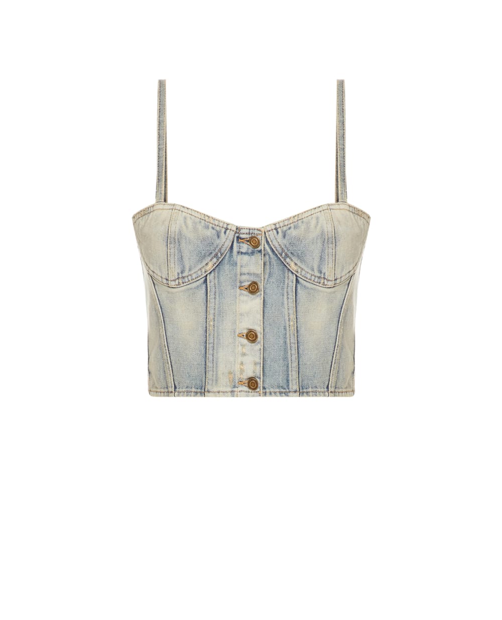 Джинсовый топ Saint Laurent 695163-Y996D, голубой цвет • Купить в интернет-магазине Kameron