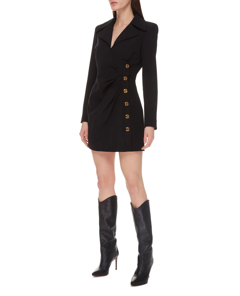 Шерстяное платье Balmain XF1R9970WB05, черный цвет • Купить в интернет-магазине Kameron