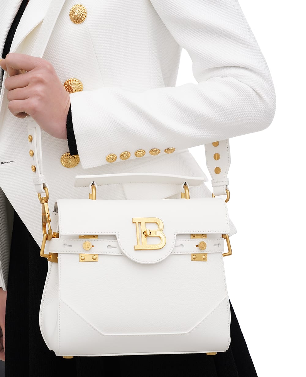 Кожаная сумка B-Buzz 23 Balmain DN0DB526LPOS, белый цвет • Купить в интернет-магазине Kameron