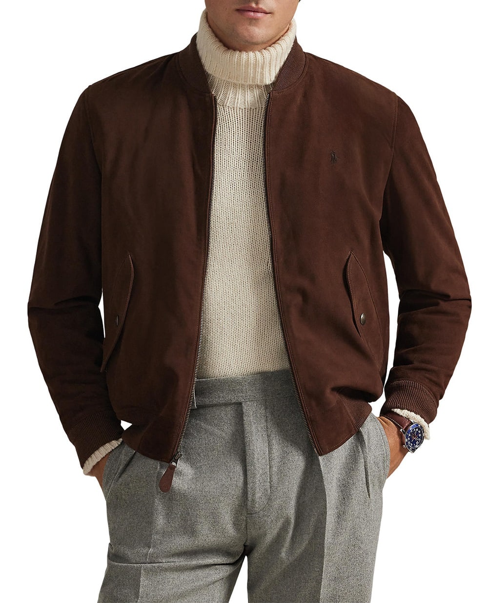 Куртка із замші Polo Ralph Lauren 710P08224001, коричневий колір • Купити в інтернет-магазині Kameron