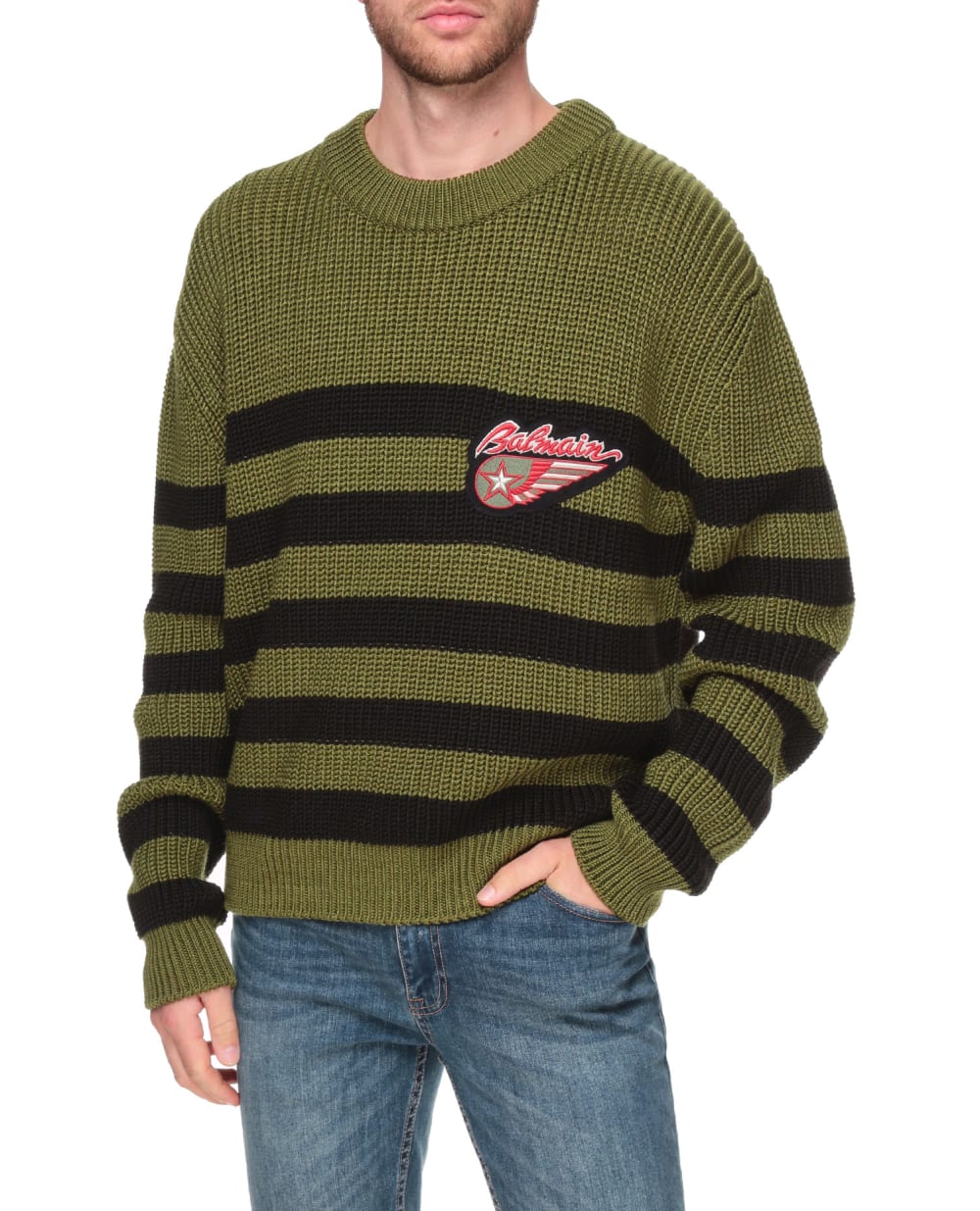 Свитер Balmain WH0KD000KA06, зеленый цвет • Купить в интернет-магазине Kameron