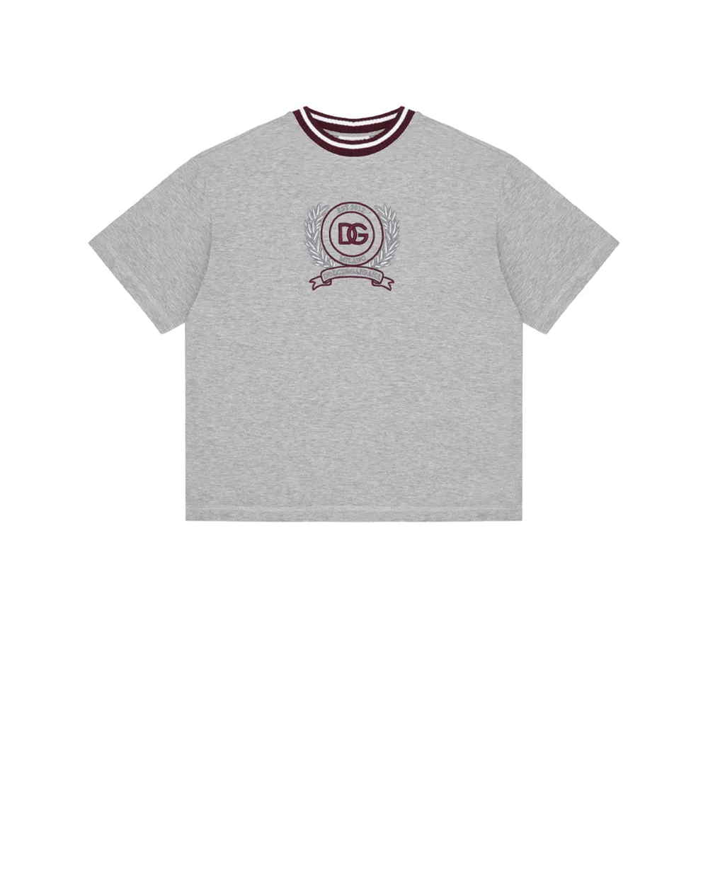 Детская футболка с вышивкой логотипа Dolce&Gabbana Kids L4JTJW-G7PUZ-B, серый цвет • Купить в интернет-магазине Kameron