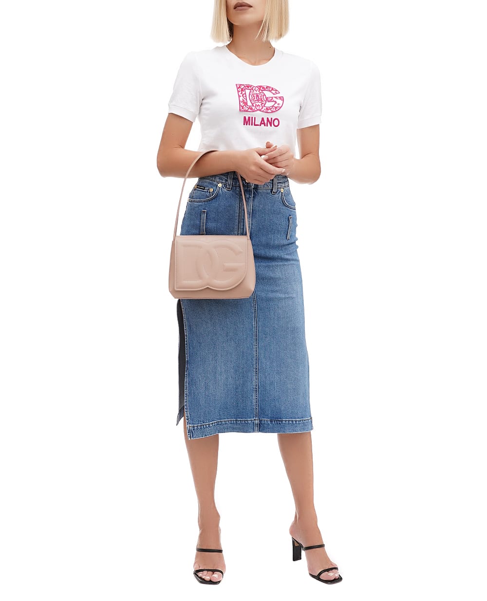 Кожаная сумка DG Logo Dolce&Gabbana BB7516-AW576, пудровый цвет • Купить в интернет-магазине Kameron