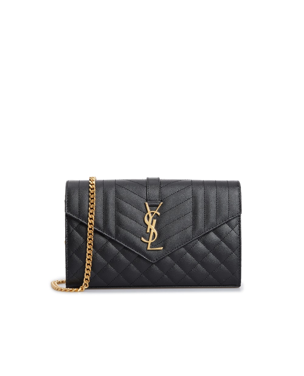 Кожаная сумка Envelope Chain Wallet Saint Laurent 620280-BOW91, черный цвет • Купить в интернет-магазине Kameron