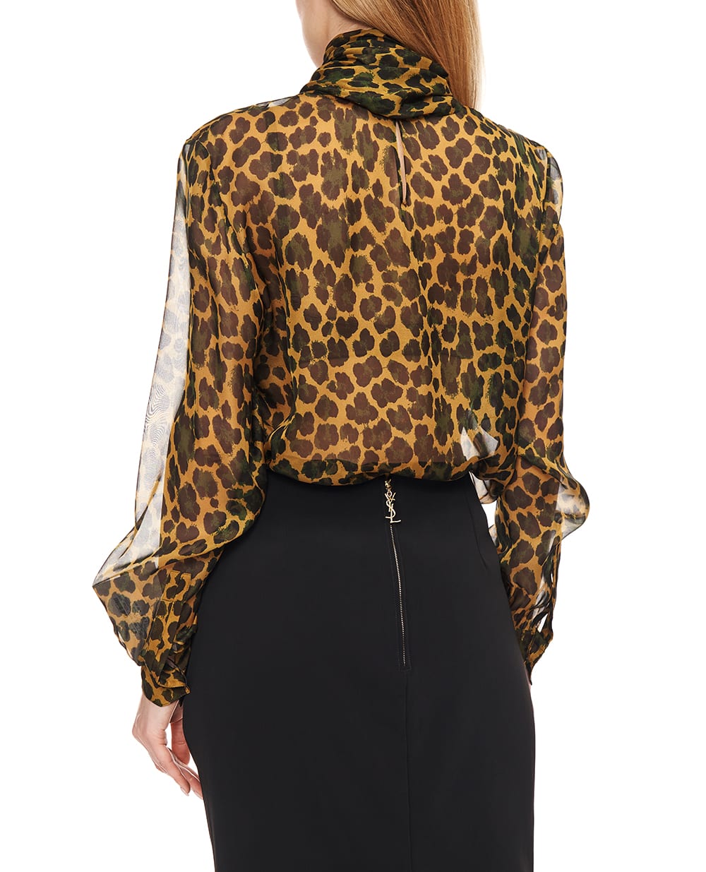 Блуза из шёлка Saint Laurent 851373-Y5J72, черный цвет • Купить в интернет-магазине Kameron