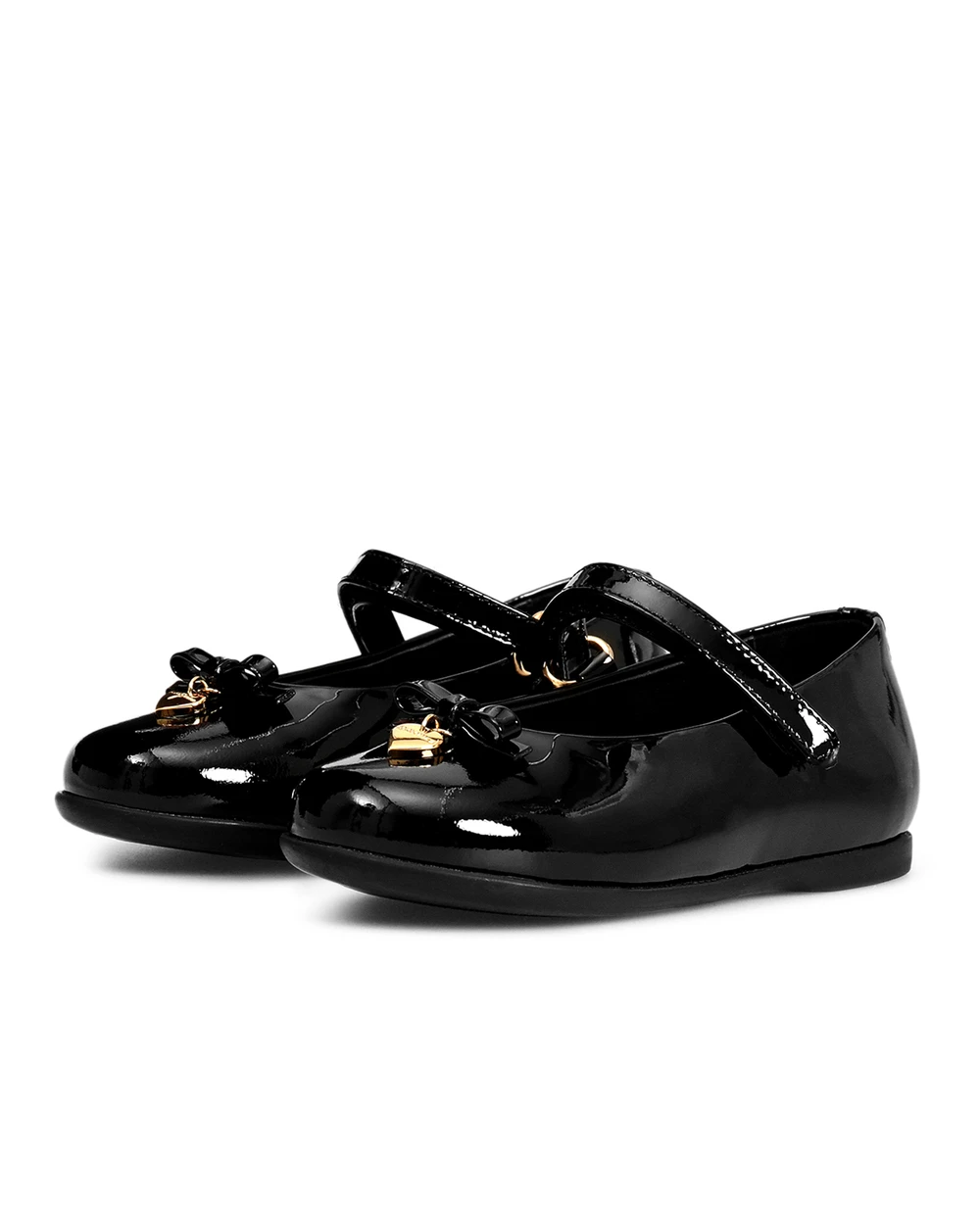 Детские кожаные балетки Dolce&Gabbana Kids D20057-A1328, черный цвет • Купить в интернет-магазине Kameron