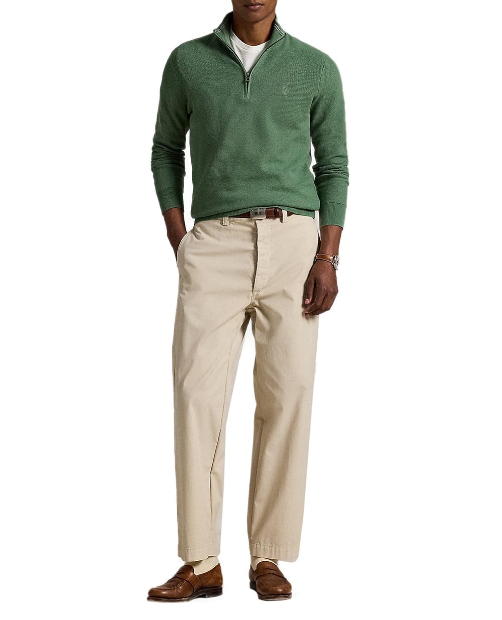 Джемпер на блискавці Polo Ralph Lauren 710932304522, зелений колір • Купити в інтернет-магазині Kameron