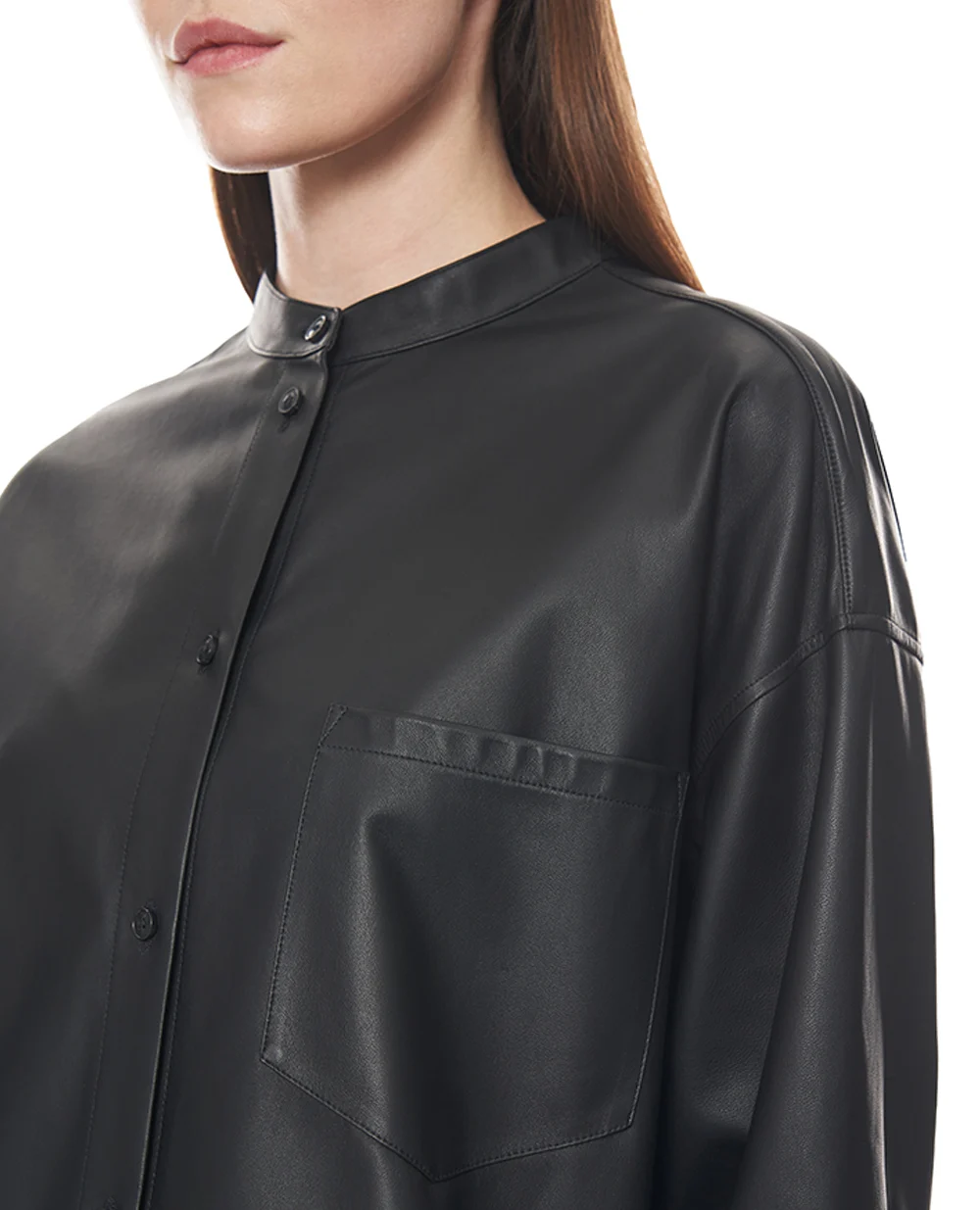 Рубашка из телячьей кожи Yves Salomon 26EYH20177APAR, черный цвет • Купить в интернет-магазине Kameron