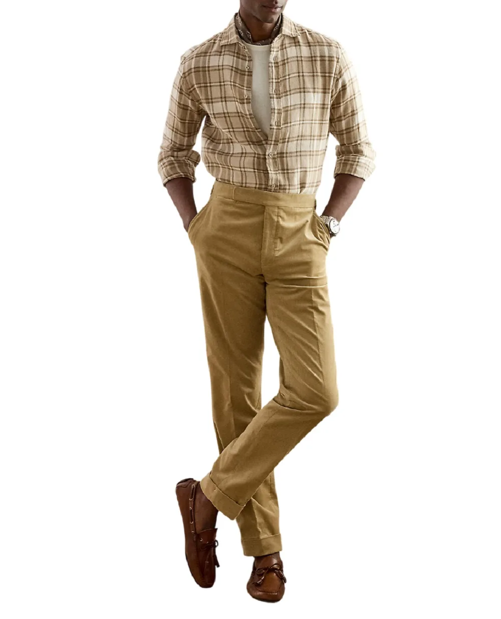 Рубашка из льна и хлопка Ralph Lauren Purple Label 790977158001, коричневый цвет • Купить в интернет-магазине Kameron