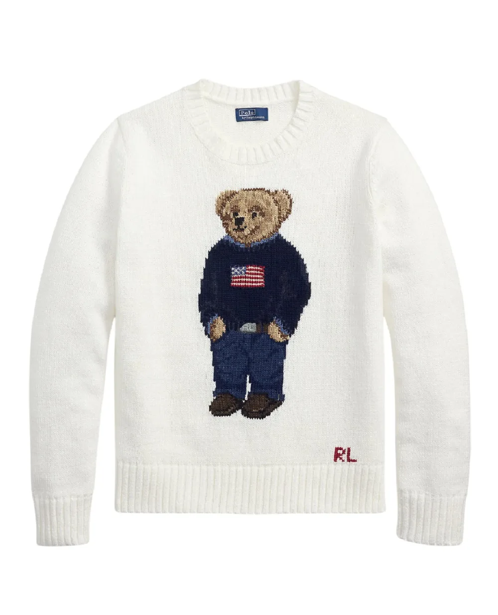 Свитер Polo Bear из льна и хлопка Polo Ralph Lauren 211978359001, белый цвет • Купить в интернет-магазине Kameron