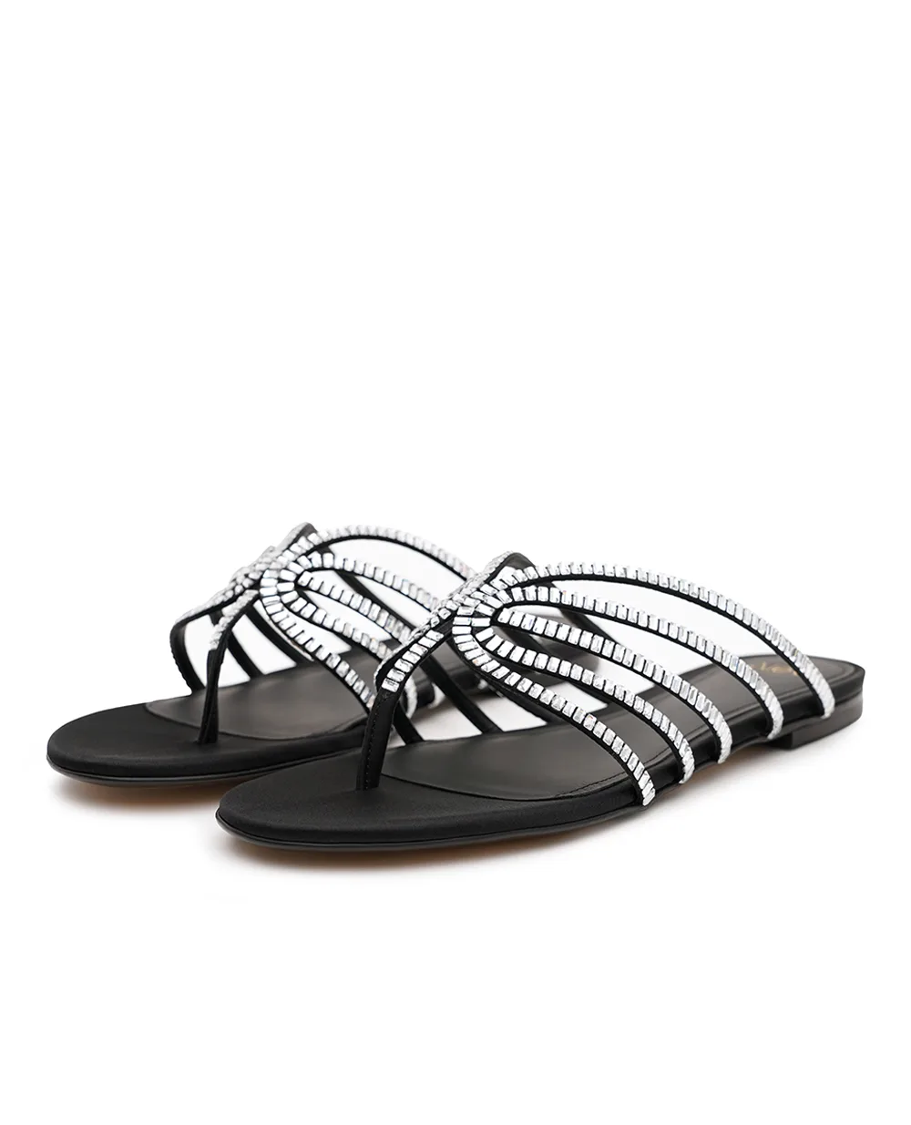 Шлепанцы с кристаллами из шёлка Alevi L26SD009.5.0222997, черный цвет • Купить в интернет-магазине Kameron