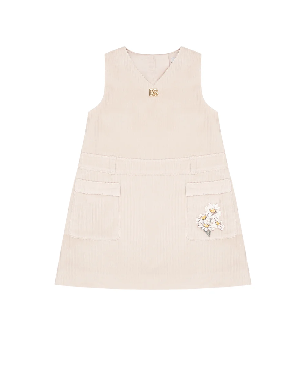 Дитяча сукня з вельветової бавовни Dolce&Gabbana Kids L24DK1-FUVB2, рожевий колір • Купити в інтернет-магазині Kameron