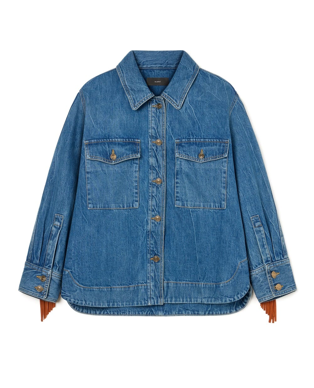 Джинсовая рубашка Alanui LWYD004R26DEN0014764, синий цвет • Купить в интернет-магазине Kameron