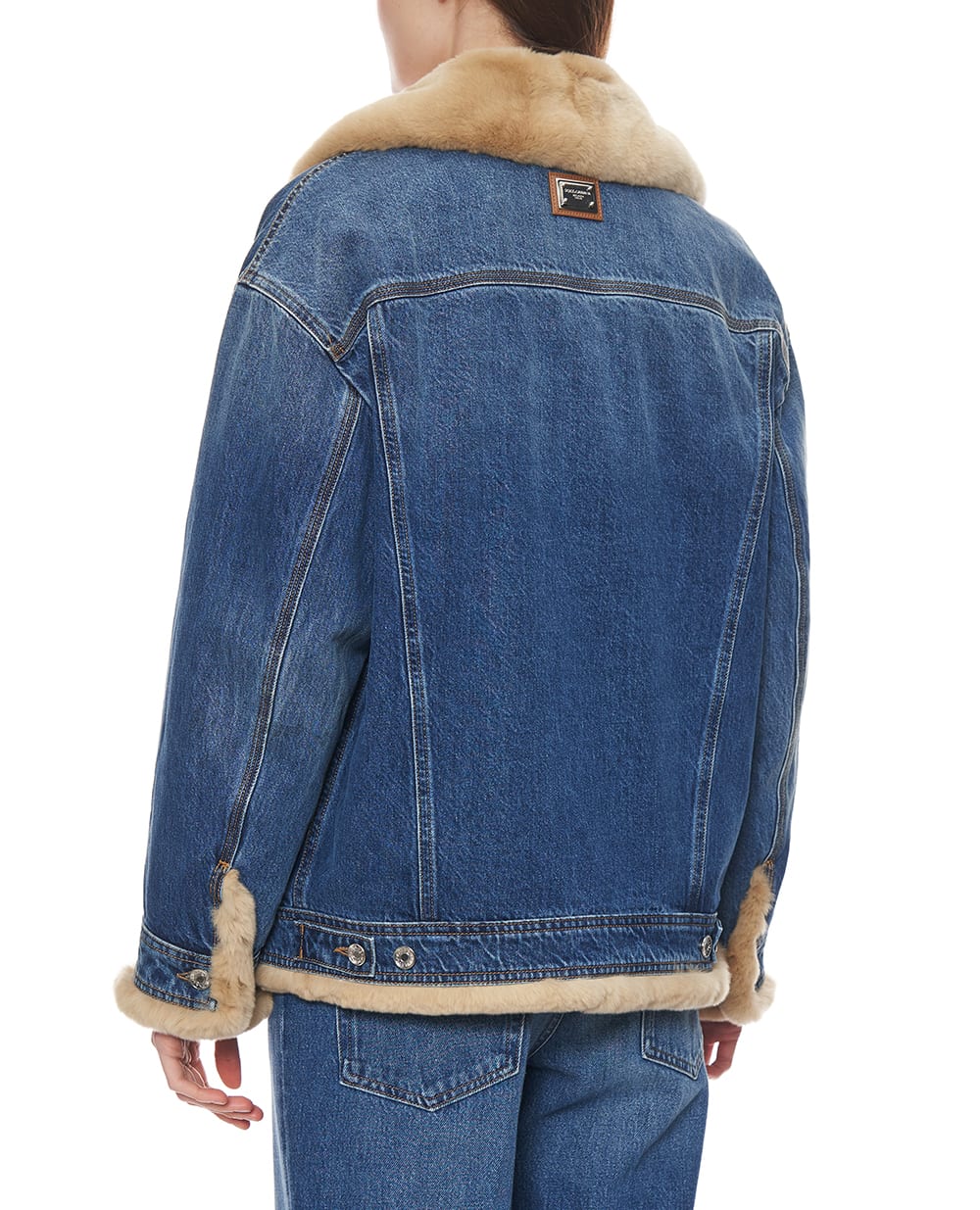 Куртка джинсова з кролячим хутром Dolce&Gabbana F9S89D-G8NV4, синій колір • Купити в інтернет-магазині Kameron
