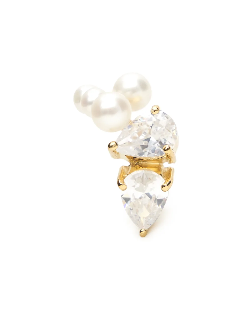 Серьга-кафф з переробленого золота з перлами і цирконієм Completedworks P53, золотий колір • Купити в інтернет-магазині Kameron