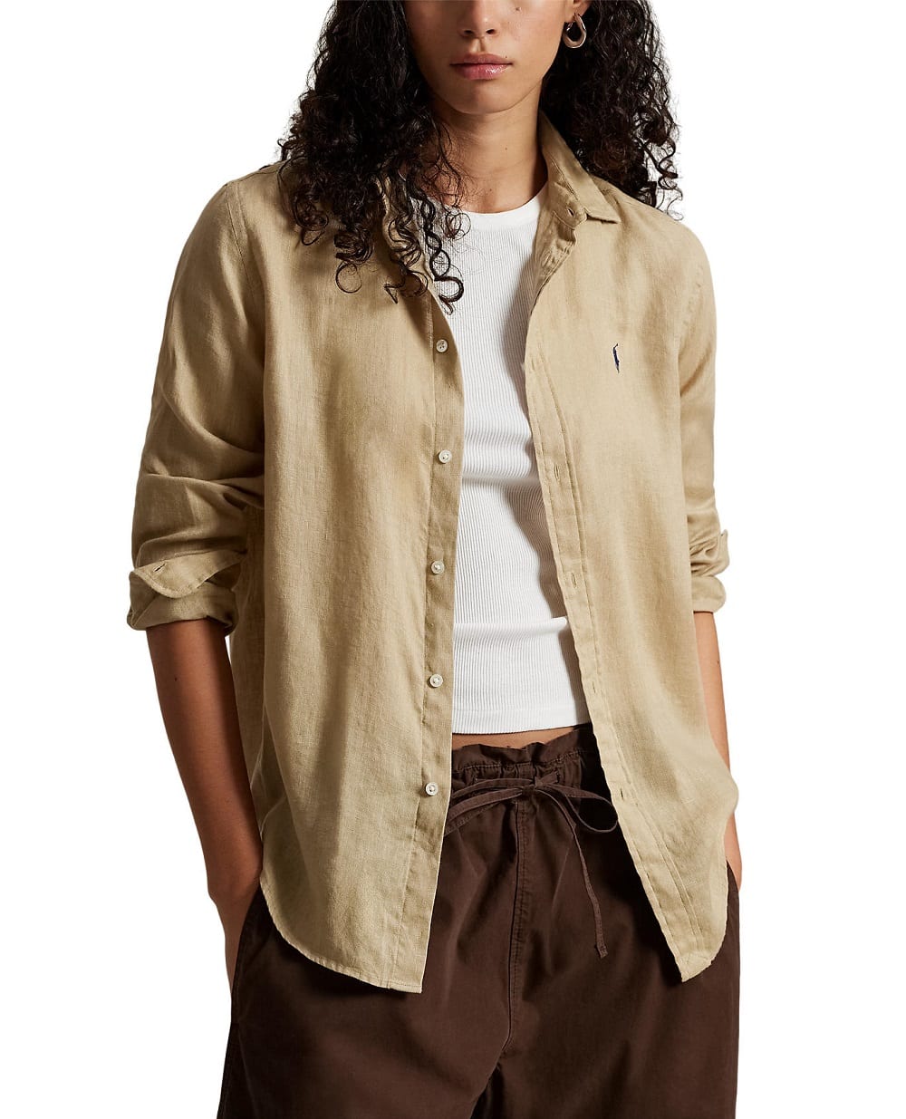 Льняная рубашка Polo Ralph Lauren 211970730506, бежевый цвет • Купить в интернет-магазине Kameron