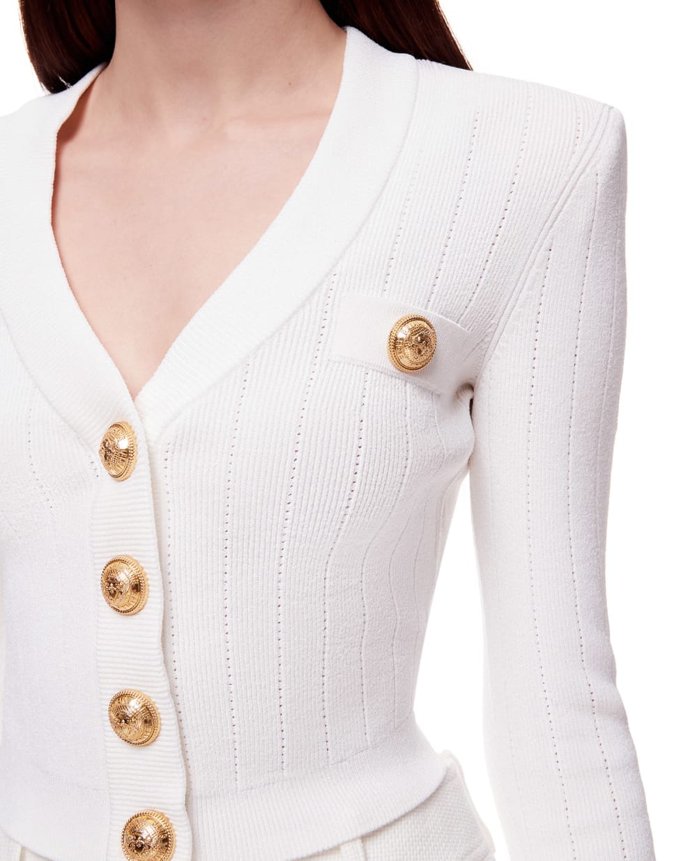 Кардиган Balmain XF1KL001KB07, білий колір • Купити в інтернет-магазині Kameron