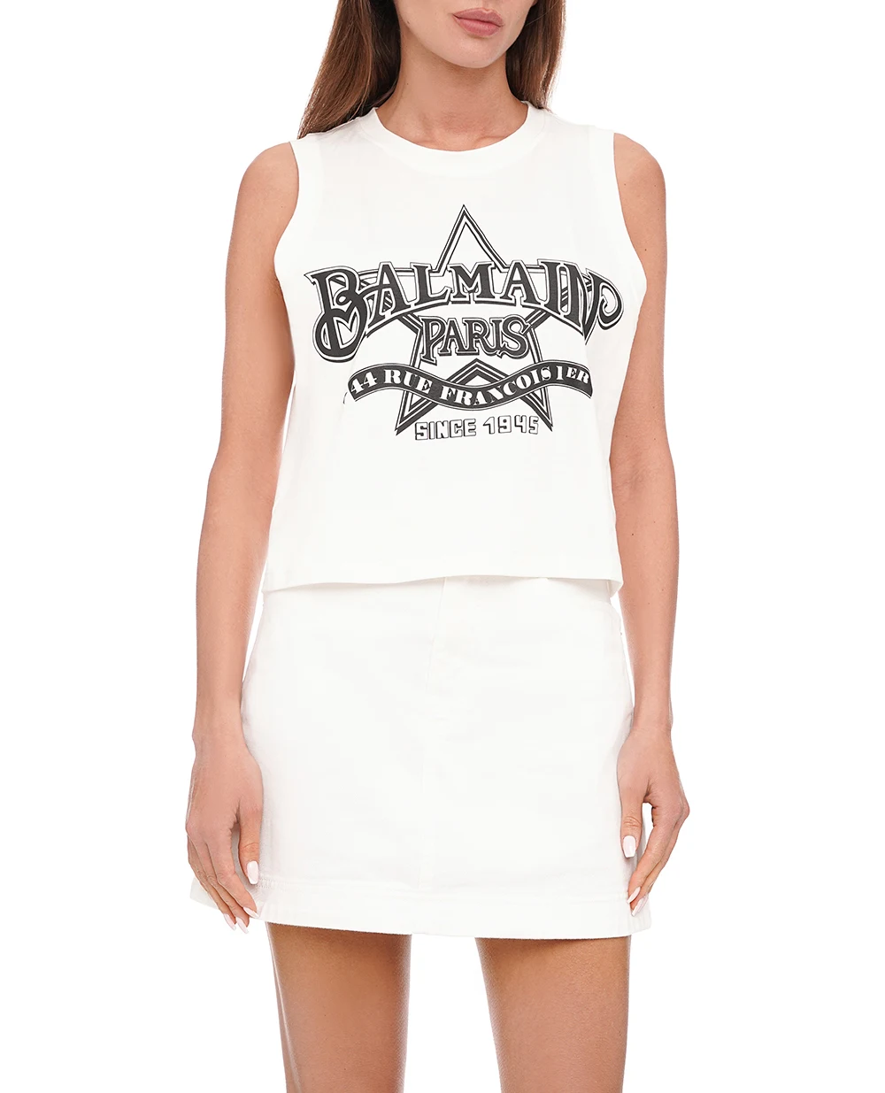 Майка Balmain CF1EA025GD29, белый цвет • Купить в интернет-магазине Kameron