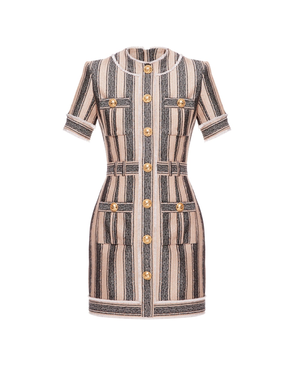 Твидовое платье Balmain XF1R7050XB30, бежевый цвет • Купить в интернет-магазине Kameron