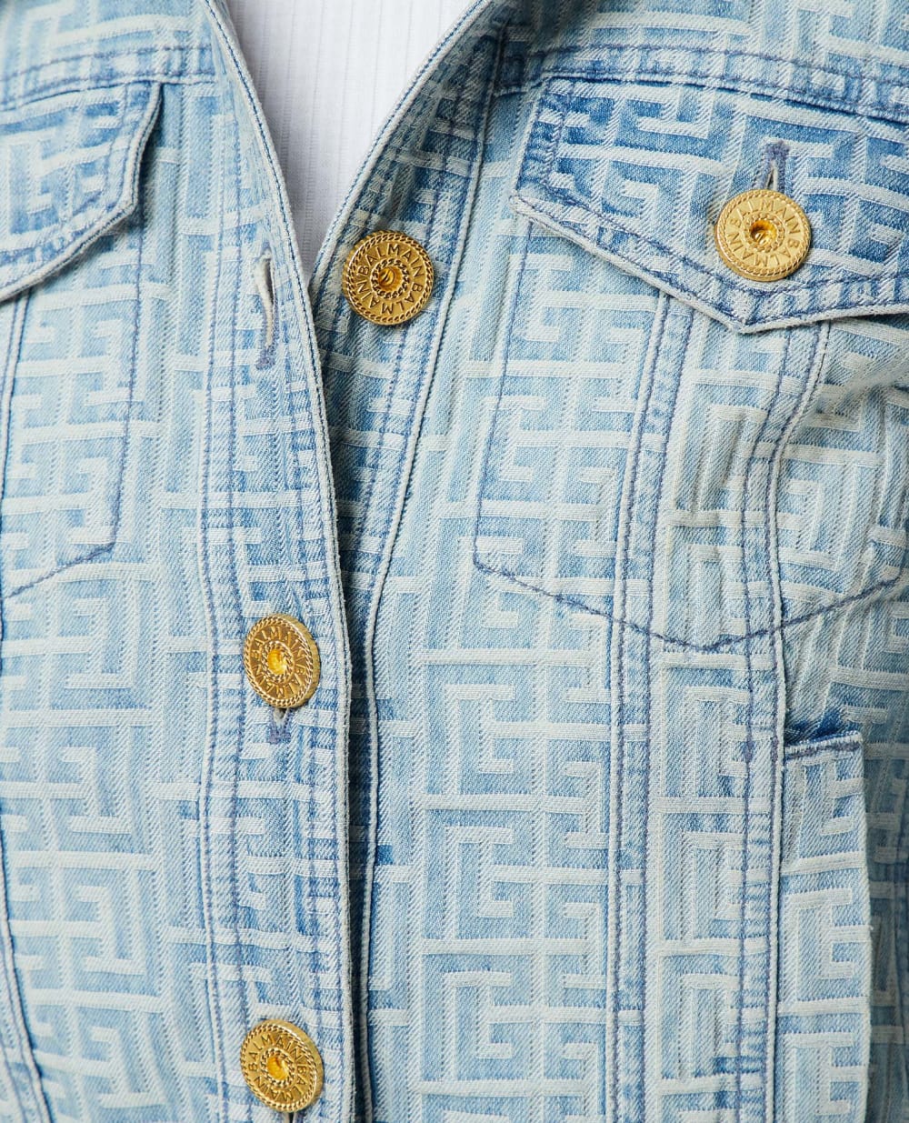 Джинсовая куртка Balmain AF0TC041DD27, голубой цвет • Купить в интернет-магазине Kameron