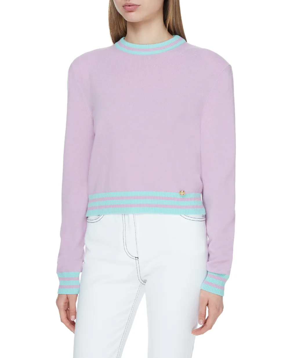 Шерстяной джемпер Balmain VF13120K240, сиреневый цвет • Купить в интернет-магазине Kameron