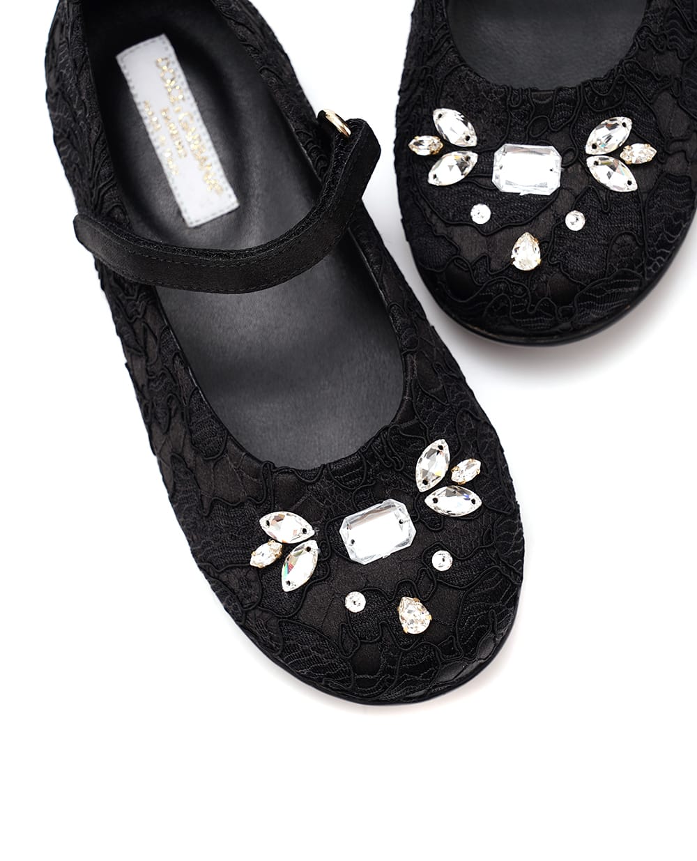 Детские кожаные балетки Dolce&Gabbana Kids D20057-A9158, черный цвет • Купить в интернет-магазине Kameron