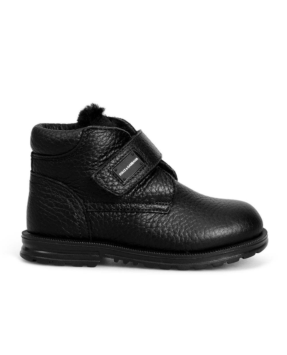 Детские кожаные ботинки Dolce&Gabbana Kids DL0023-AU492, черный цвет • Купить в интернет-магазине Kameron