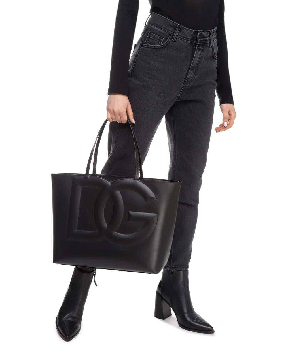 Кожаная сумка DG Logo Medium Dolce&Gabbana BB7338-AW576, черный цвет • Купить в интернет-магазине Kameron