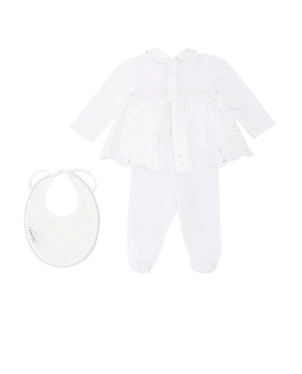 Детский подарочный набор (платье, ползунки, слюнявчик) Dolce&Gabbana Kids L2JO2Q-G7NXU, белый цвет • Купить в интернет-магазине Kameron