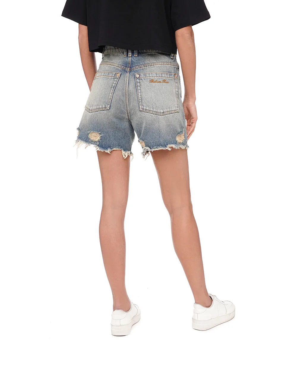 Шорты джинсовые Balmain CF1MA120DE04, голубой цвет • Купить в интернет-магазине Kameron