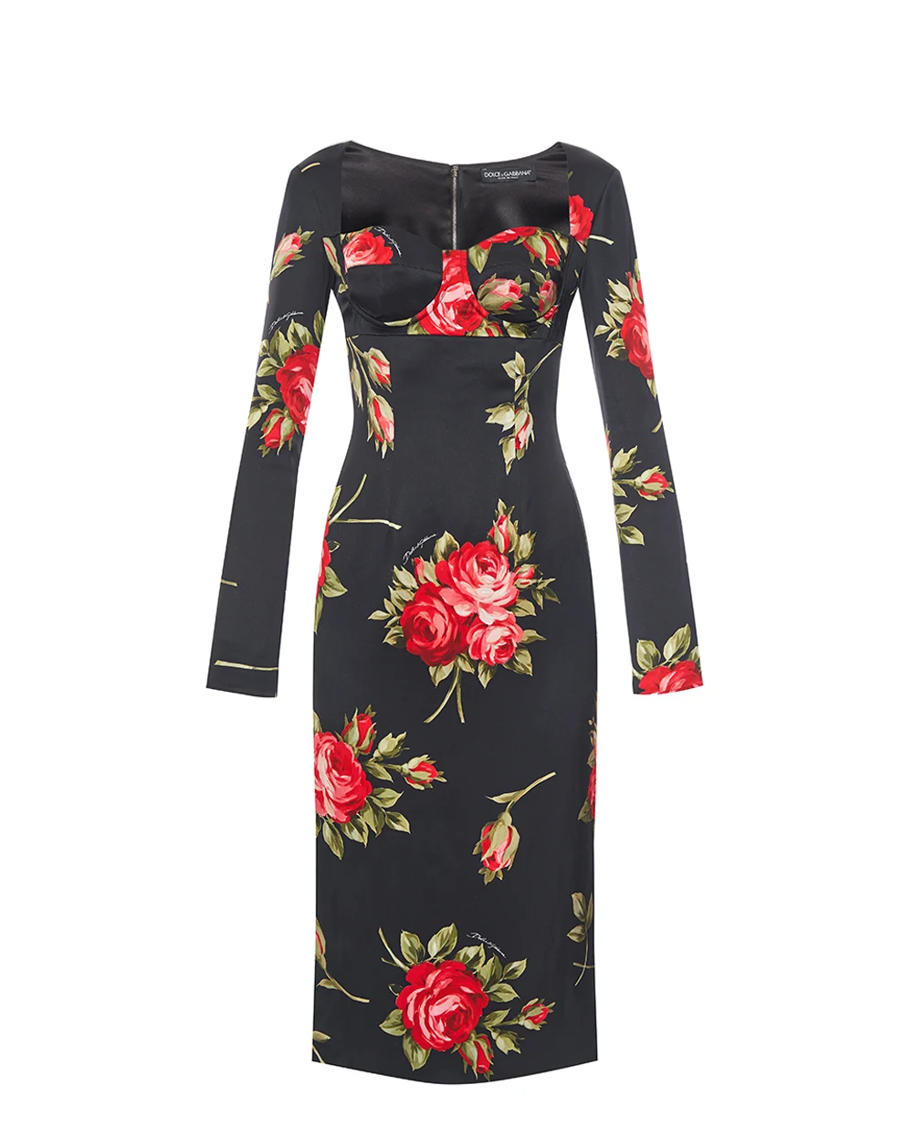 Сукня-футляр із квітковим принтом Dolce&Gabbana F610FT-FSICD, чорний колір • Купити в інтернет-магазині Kameron