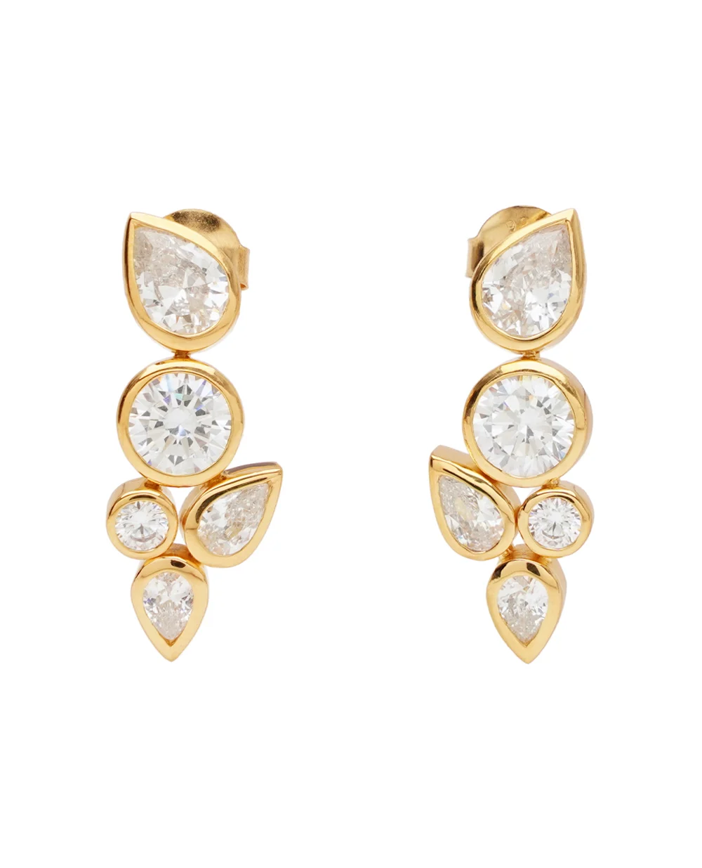 Серьги из переработанного золота с цирконием и позолотой Completedworks Z04, золотой цвет • Купить в интернет-магазине Kameron