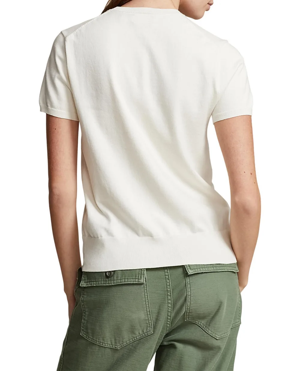 Джемпер із короткими рукавами Polo Ralph Lauren 211891673001, молочний колір • Купити в інтернет-магазині Kameron