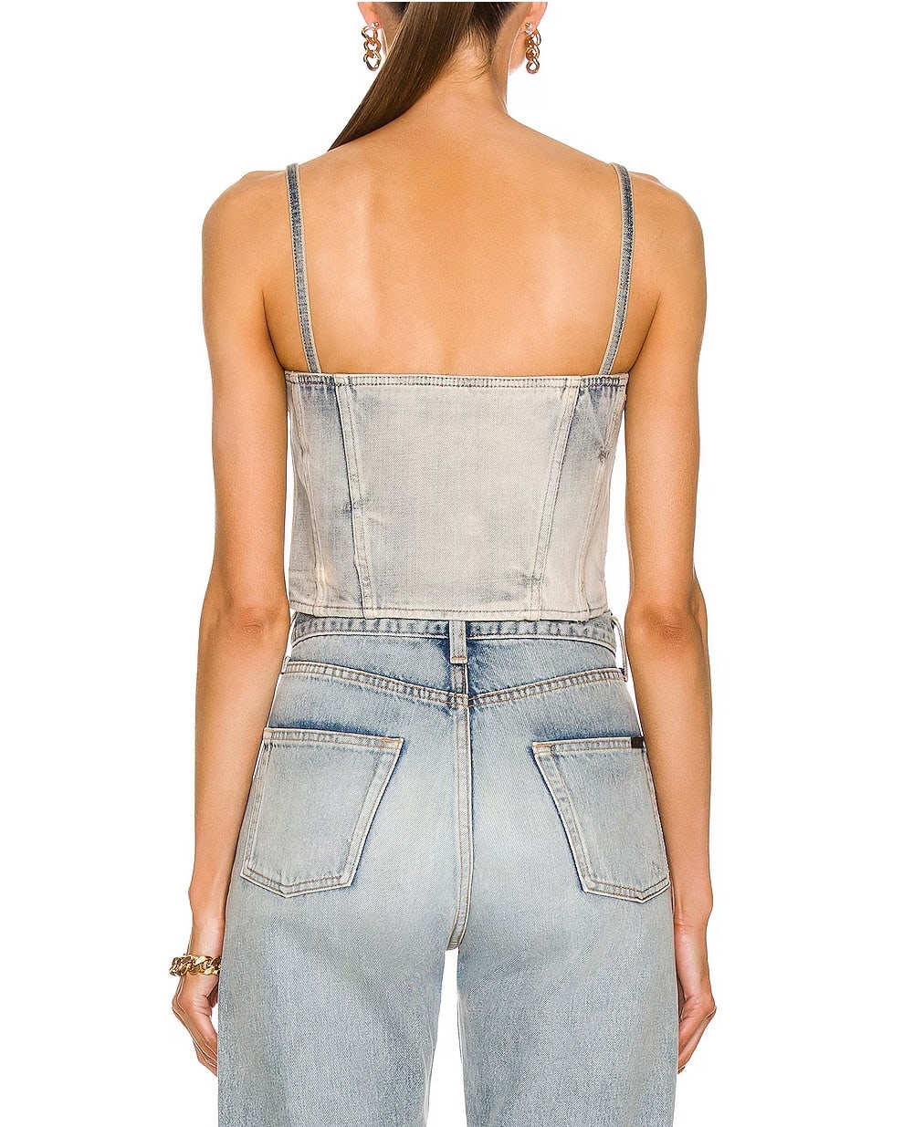 Джинсовый топ Saint Laurent 695163-Y996D, голубой цвет • Купить в интернет-магазине Kameron
