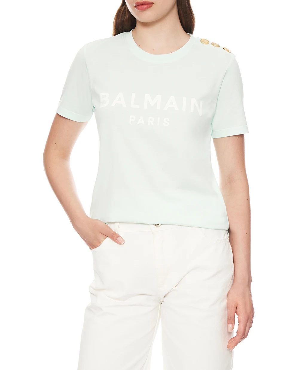 Футболка Balmain BF1EF005BB02, бирюзовый цвет • Купить в интернет-магазине Kameron
